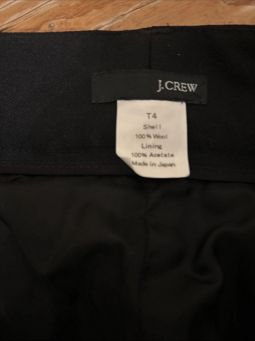 J. Crew Wool Black Women's Two-Button Tailored Blazer and Matching Pants -4 Tall
